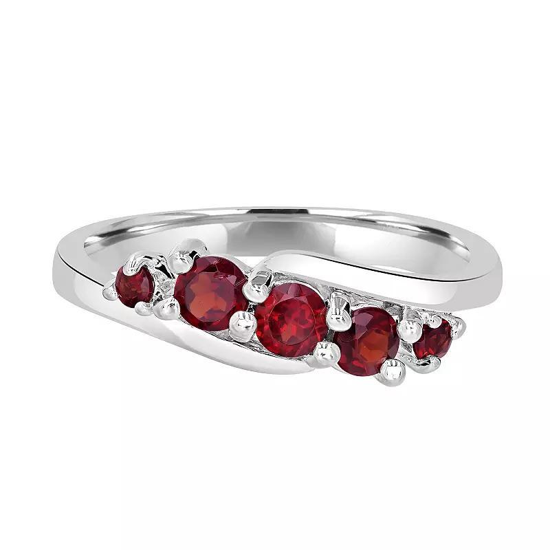 Gemistry Sterling Silver Stone Wave Ring, Womens White Topaz Product Image