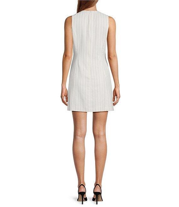 Antonio Melani Kayleigh Linen Blend Stripe Print Round Neck Sleeveless Dress Product Image