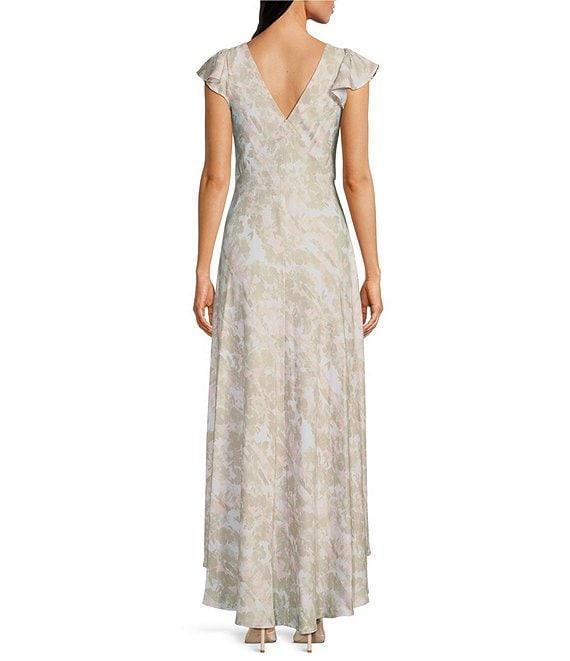 Calvin Klein V-Neck Flutter Sleeve Floral Midi Dress Product Image