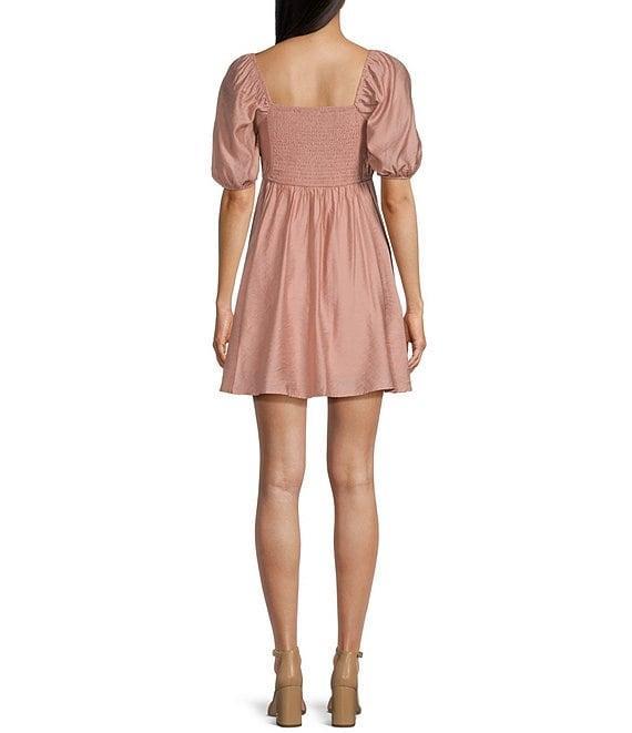 Blu Pepper Square Neck Short Puff Sleeve A-Line Dress Product Image