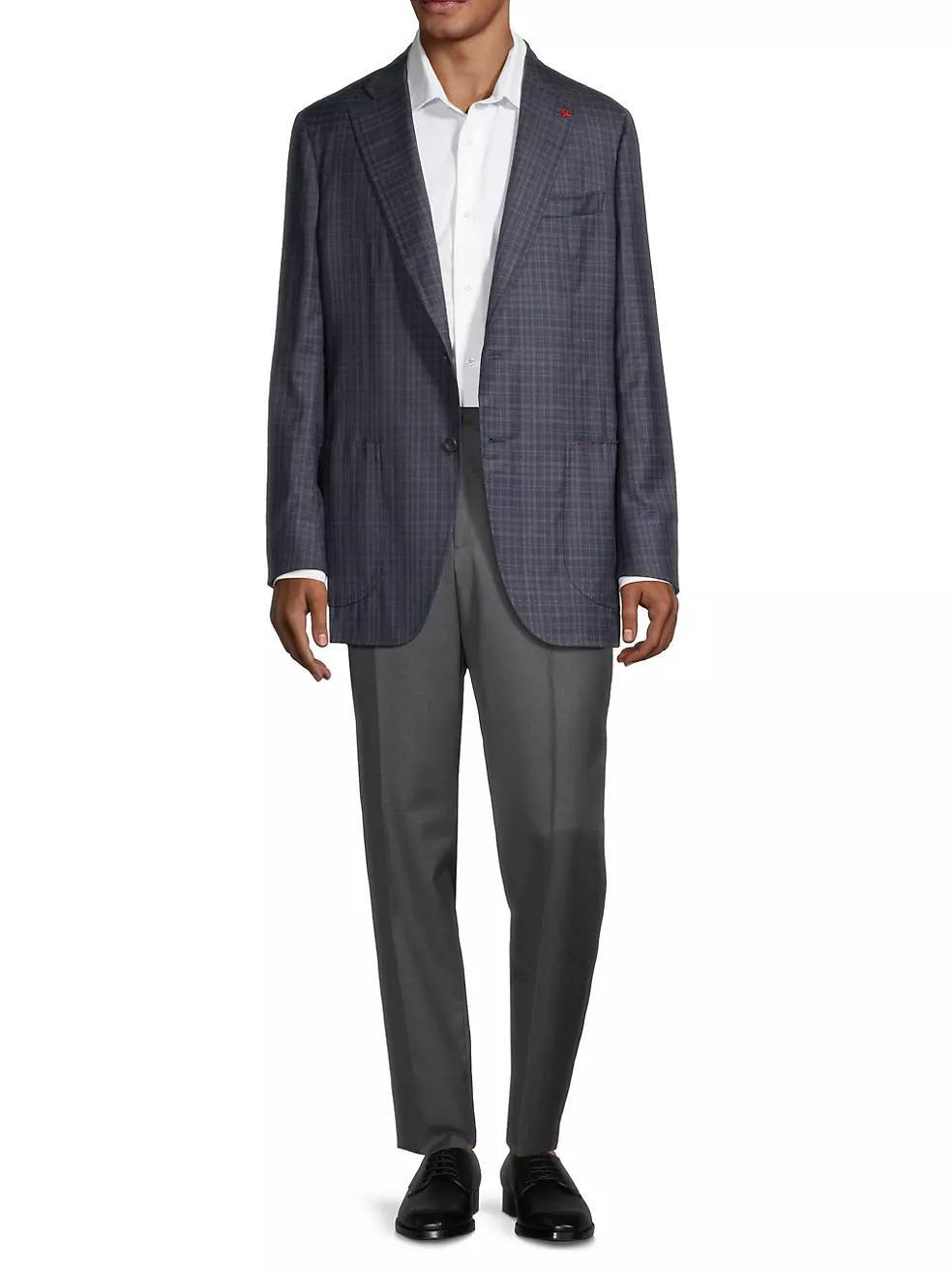 Domenico Plaid Wool Two-Button Sport Coat Product Image