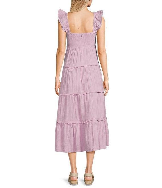 Roxy Palmy Days Ruffle Straps Tiered Midi Dress Product Image