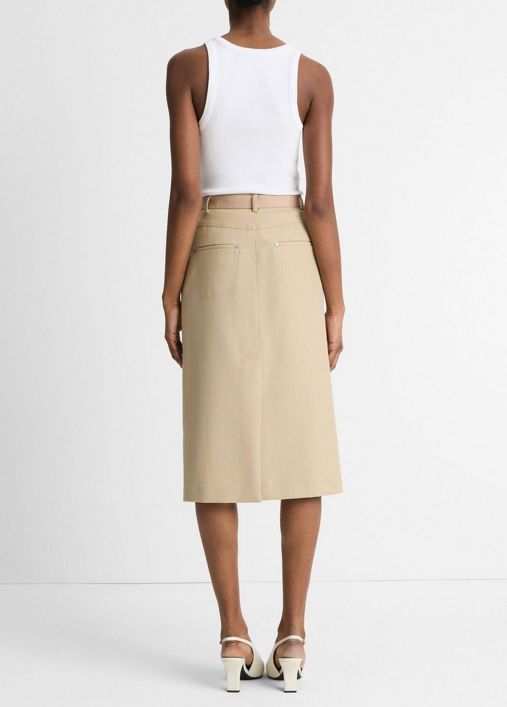 Womens Belted Italian Canvas Skirt, Mojave, Size 12 Vince Product Image