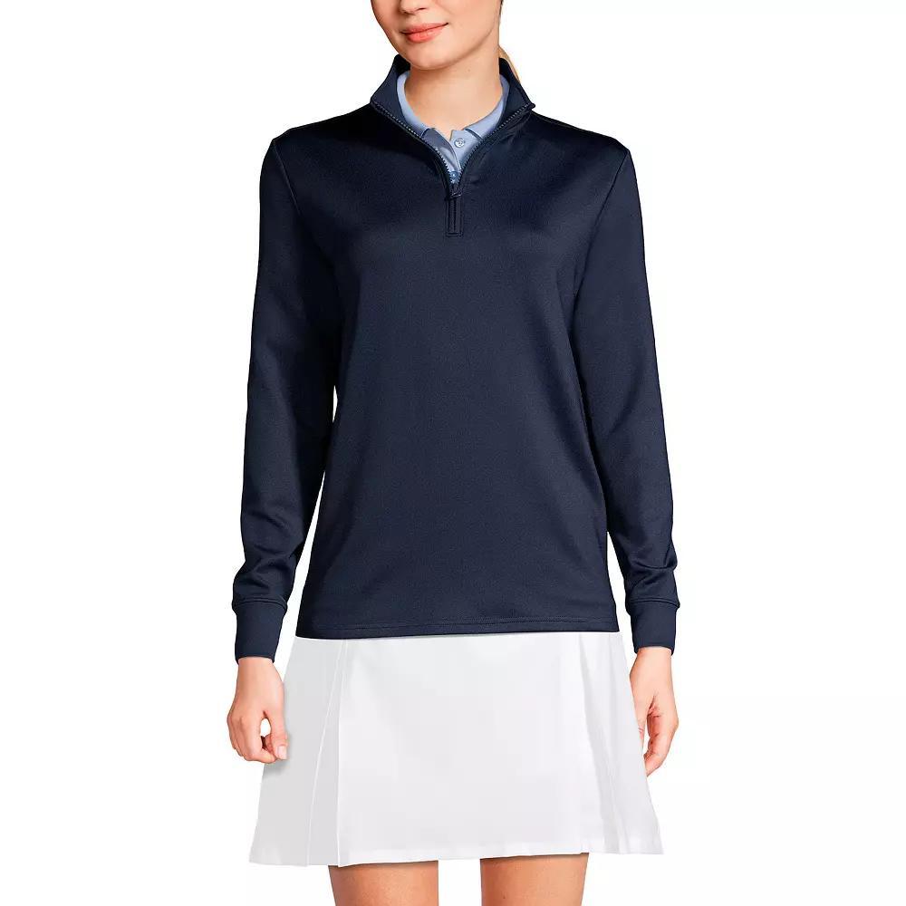 Womens Lands End Quarter Zip Pullover Blue Product Image