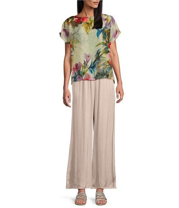 Bryn Walker Bess Silk Fiori Print Boat Neck Short Sleeve Shirt Product Image