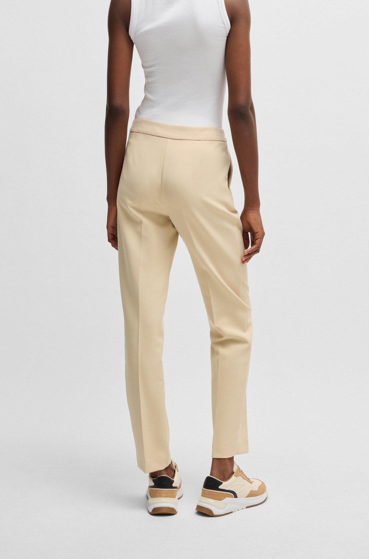 BOSS - Crease-front chinos in stretch satin - Light Beige Product Image
