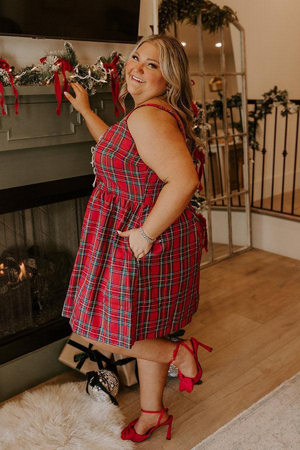 Kiss Under The Mistletoe Plaid Mini Dress Curves Product Image