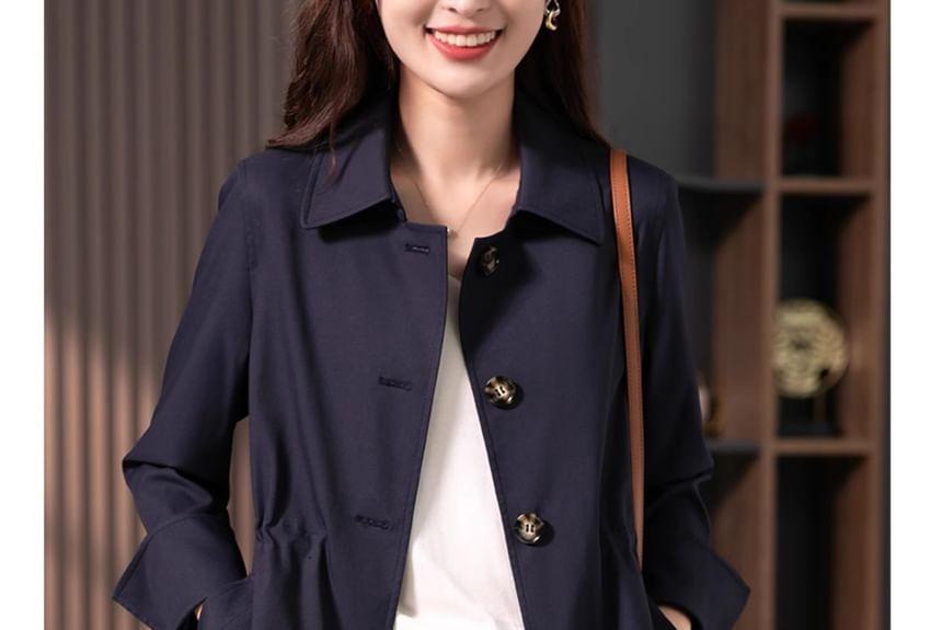Collared Button-Up Trench Jacket Product Image