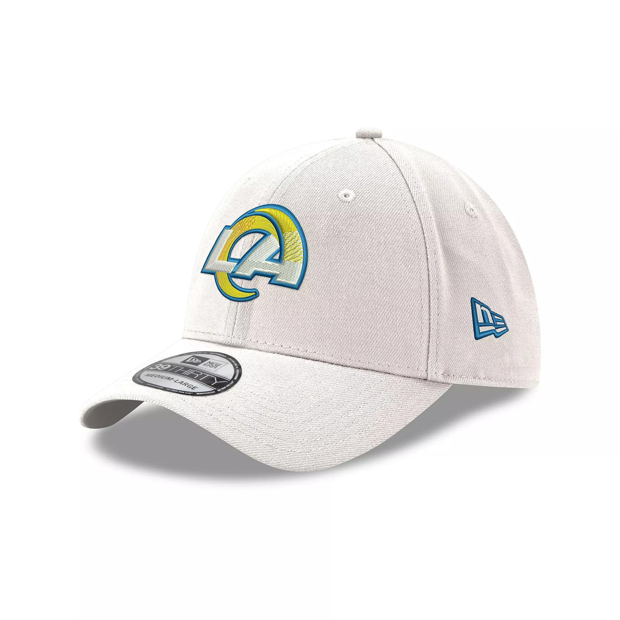 Men's New Era White Los Angeles Rams LA Logo Iced II 39THIRTY Flex Hat, Size: Small/Medium Product Image