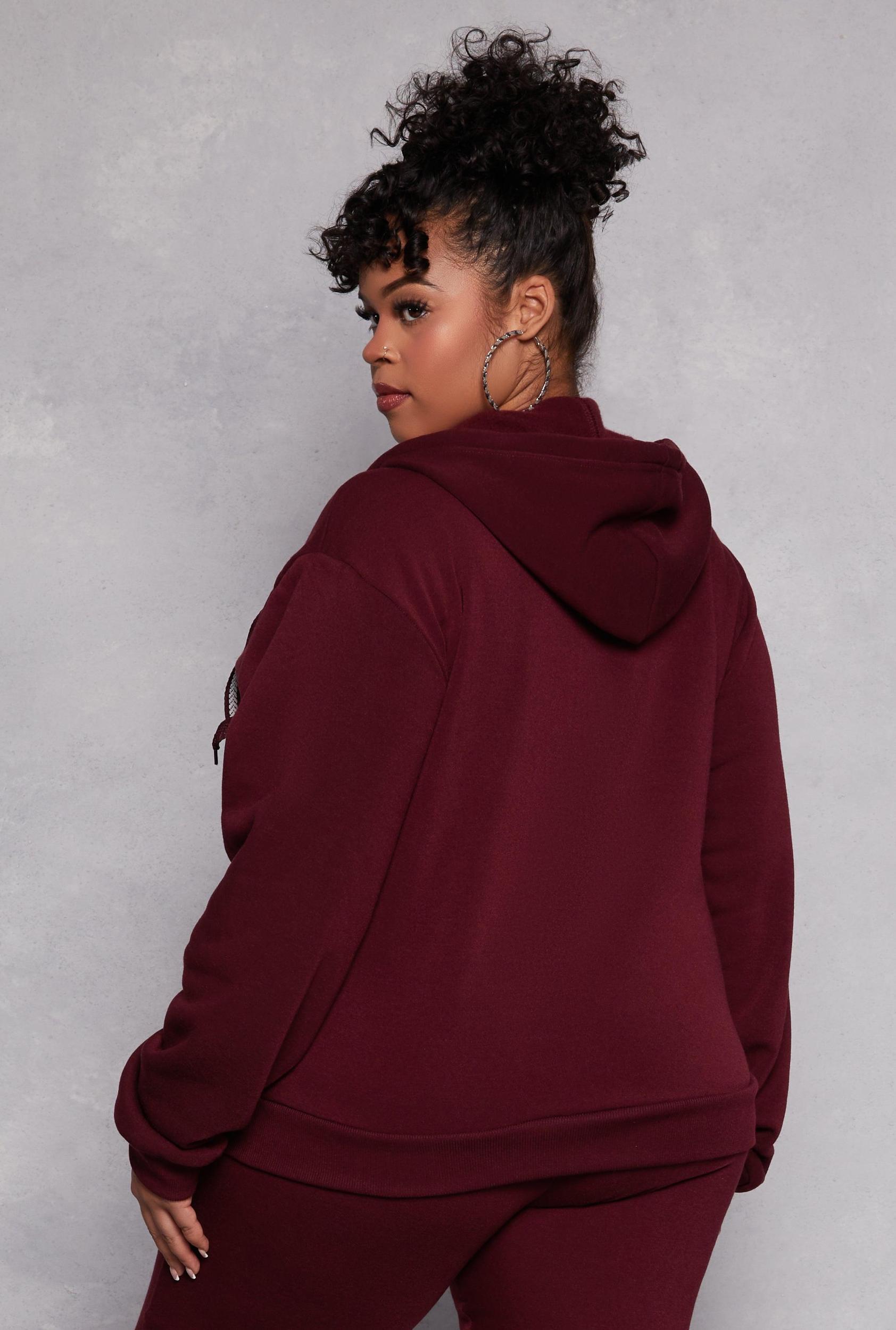 Womens Plus Size Zip Front Hooded Sweatshirt Product Image