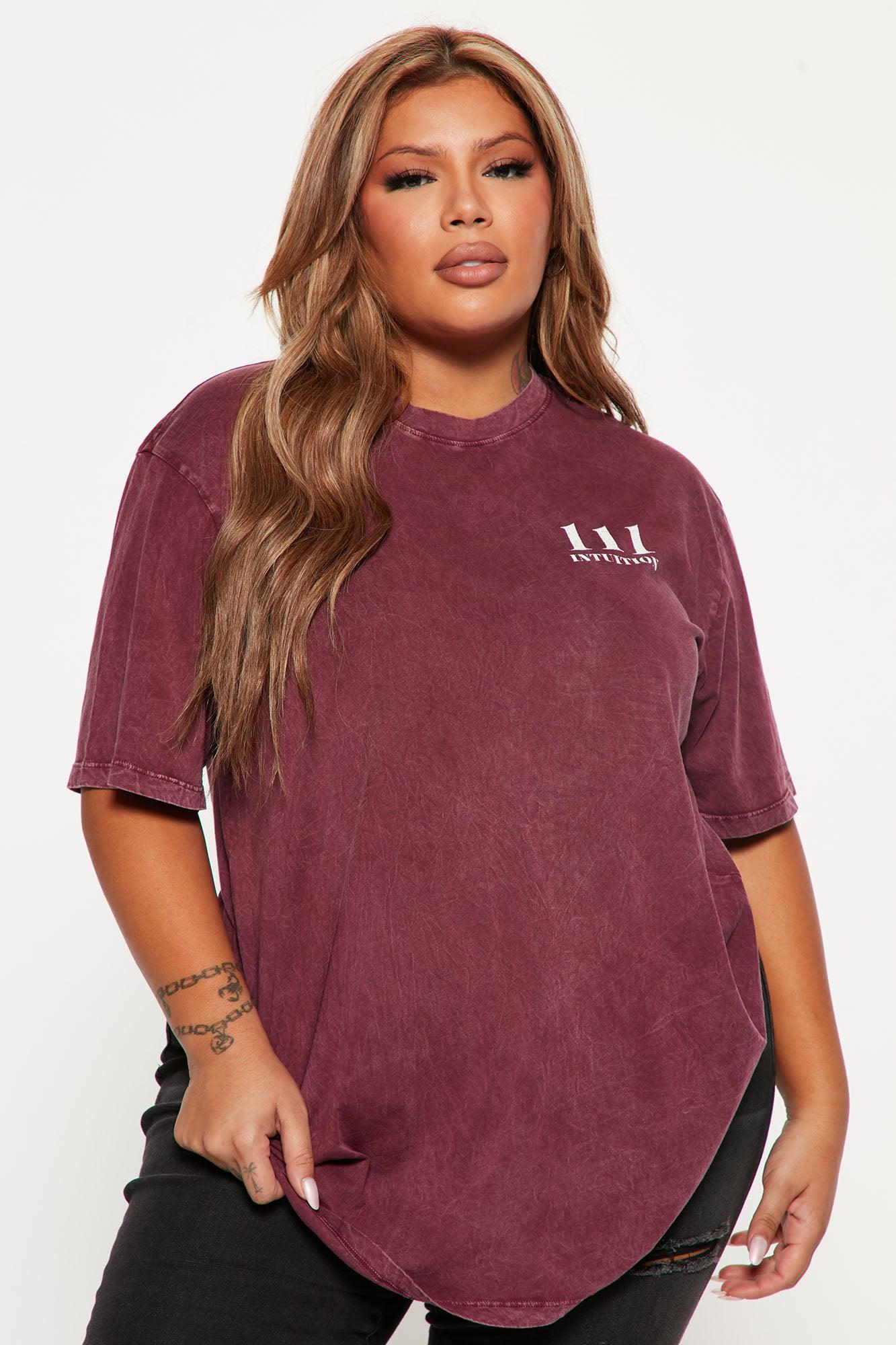 111 Angel Number Tunic Top - Burgundy Product Image