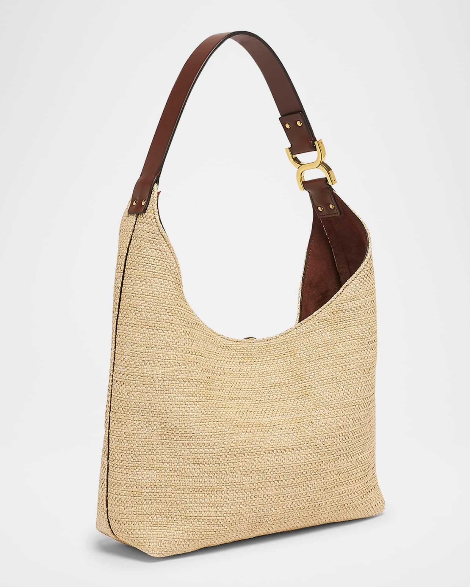 Marcie Shoulder Bag in Raffia Fabric and Leather  Product Image