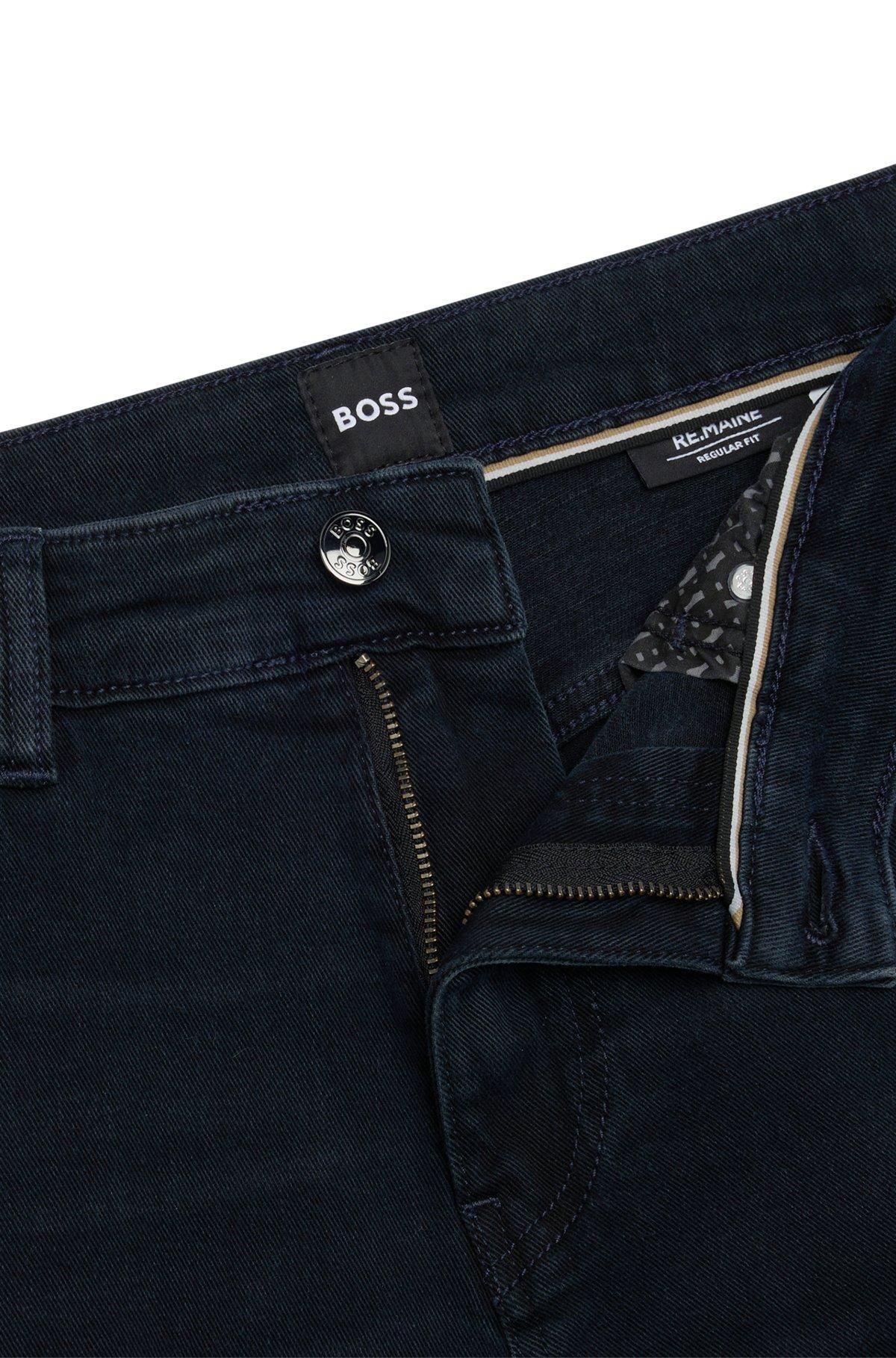 BOSS - Regular-fit jeans in blue-black super-soft denim - Black Product Image