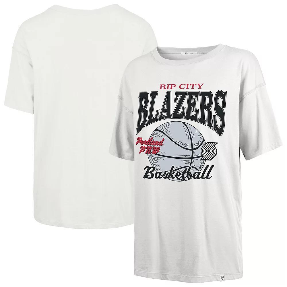 Women's '47  White Portland Trail Blazers City Edition Down Court Sadie T-Shirt, Size: Small Product Image