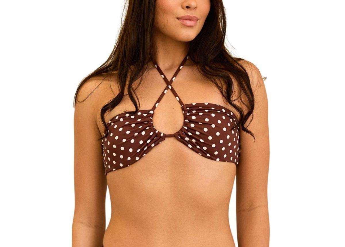 Dippin' Daisy's Women's Amalfi String Tie Bandeau Bikini Top in Pink/White - Product Image