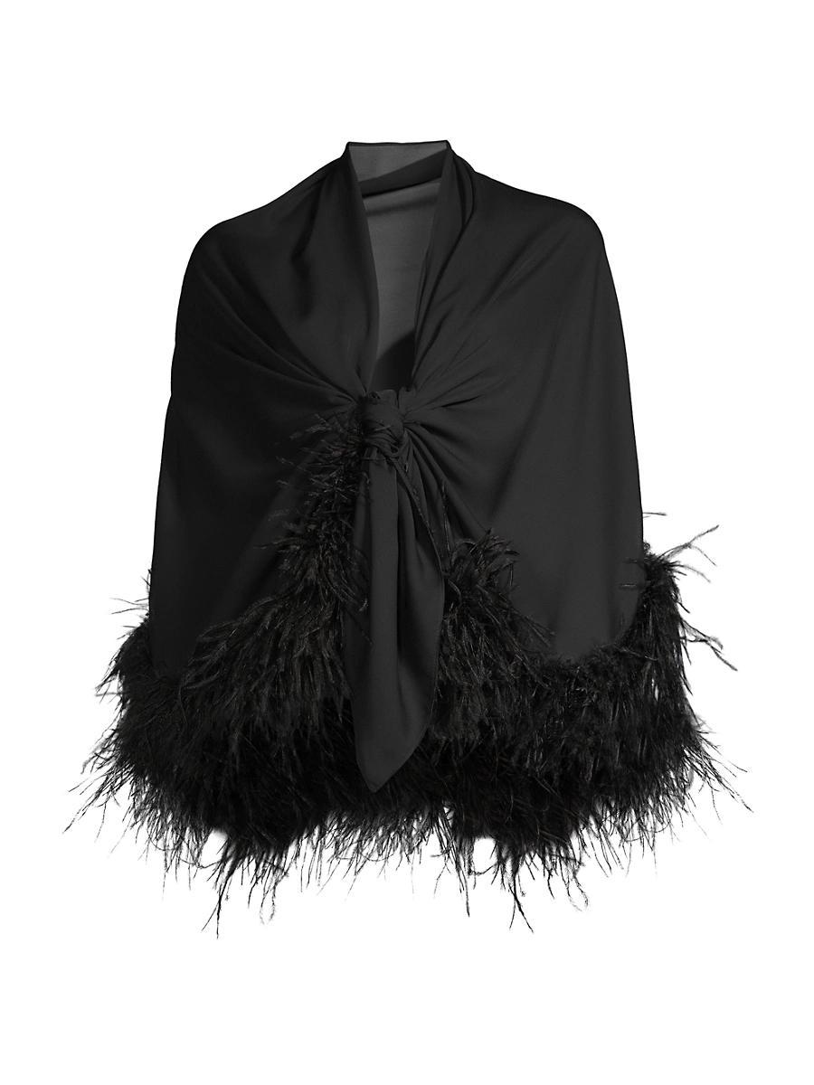 Womens Feather-Trim Silk Georgette Shawl Product Image