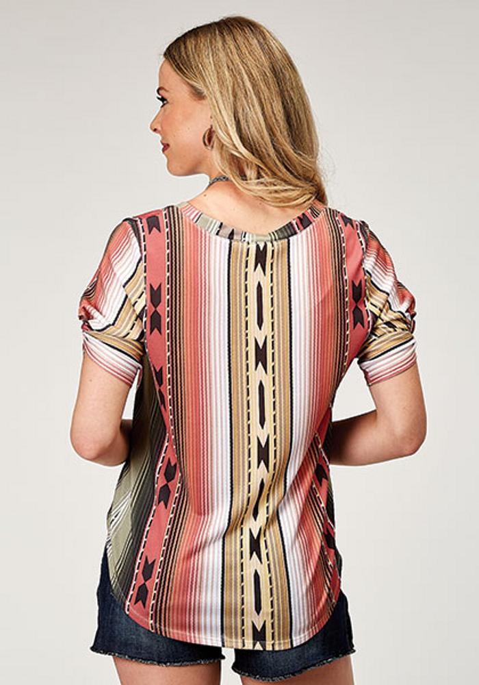 Roper® Ladies' S/S Rose Aztec Print Gathered Sleeve Shirt Product Image