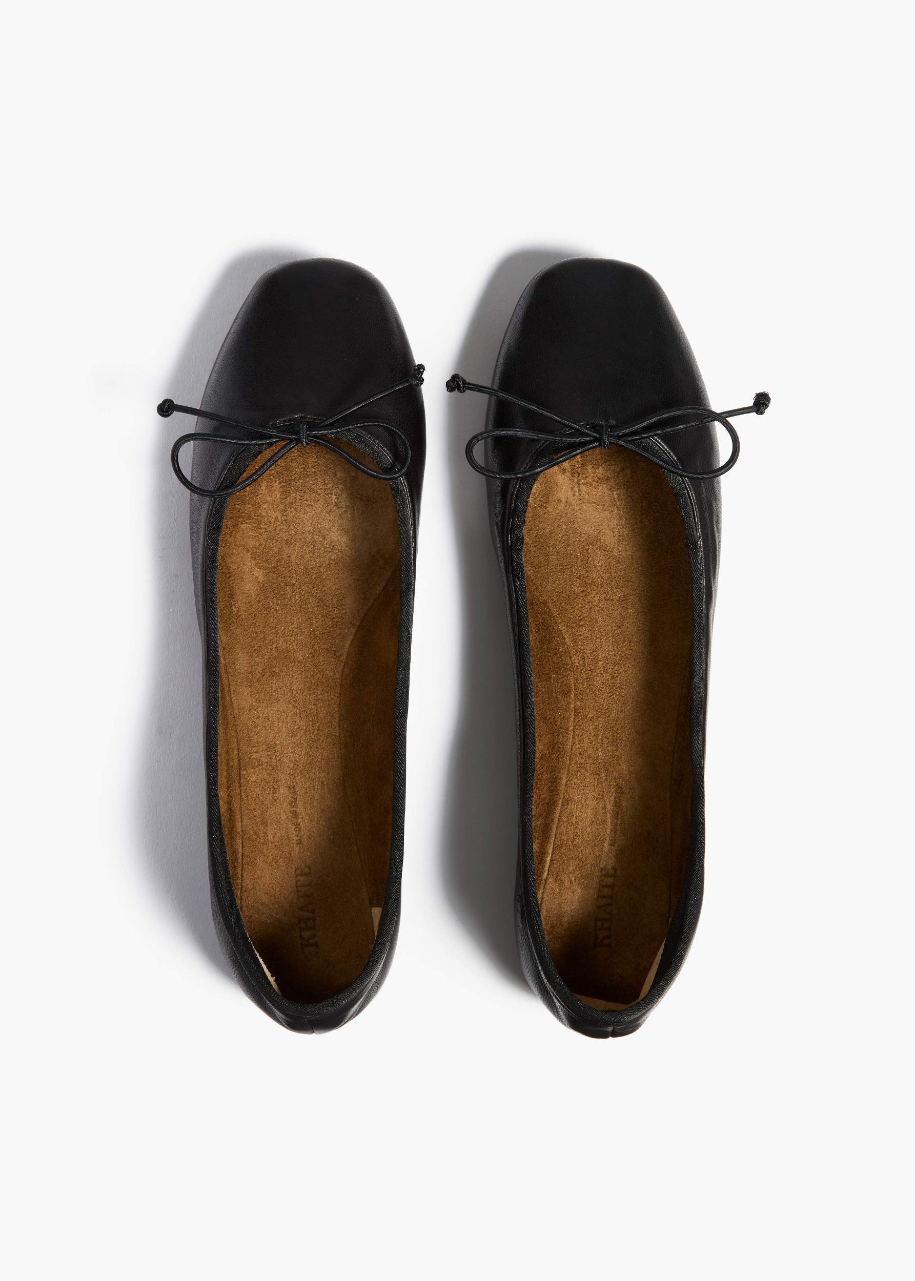 Charlotte Ballerina Flat in Black Leather Product Image