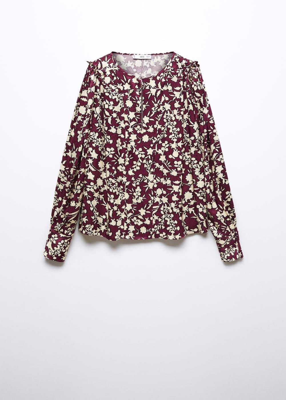 MANGO Berry Blouse (Maroon) Women's Blouse Product Image