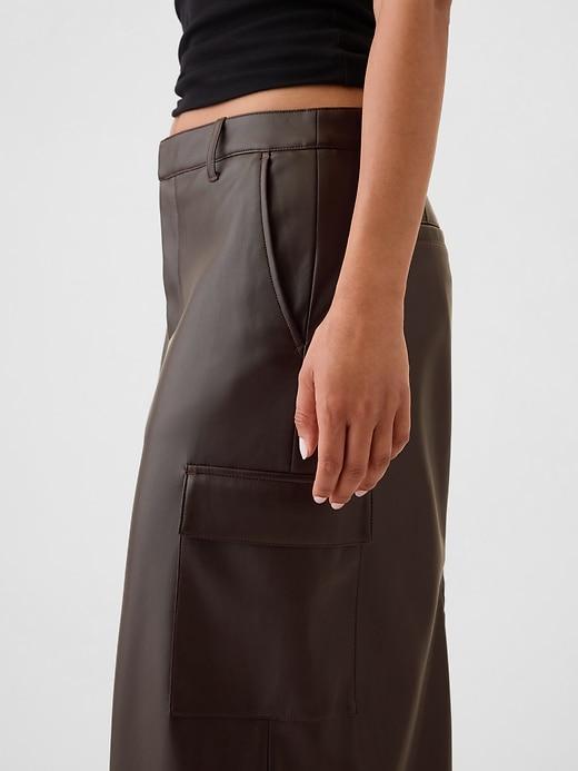 Vegan Leather Cargo Midi Skirt Product Image