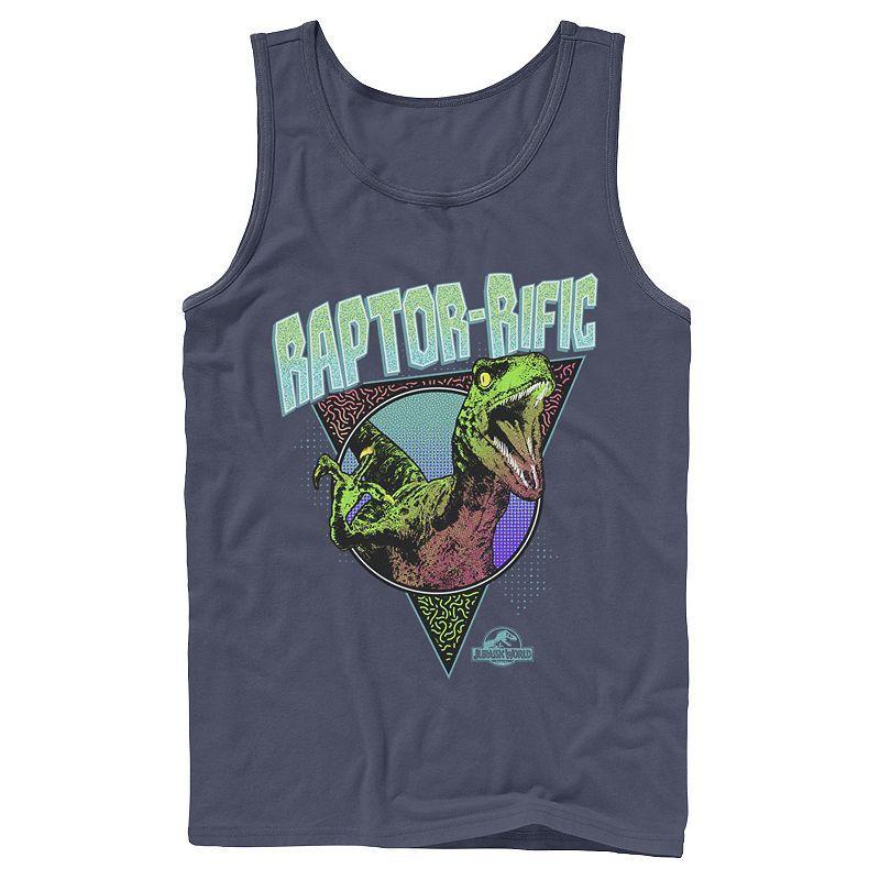 Mens Jurassic World 80s Retro Raptor-rific Dino Graphic Tank Top Product Image