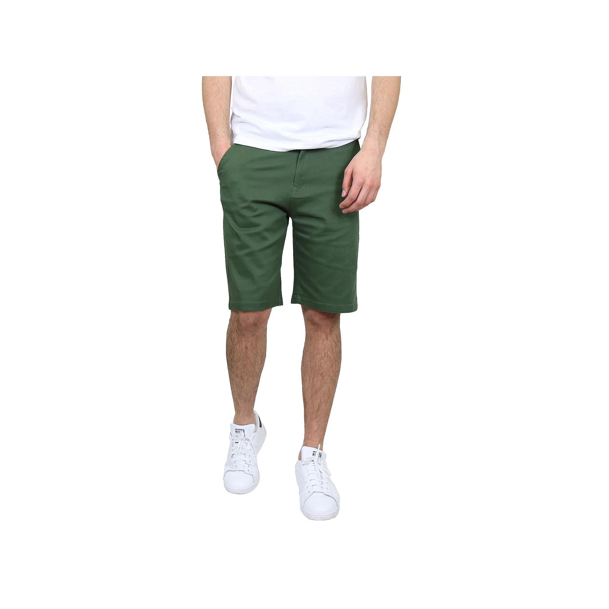 Men's Galaxy by Harvic 10.5" 5-Pocket Flat-Front Slim-Fit Stretch Chino Shorts, Size: 30, Green Product Image