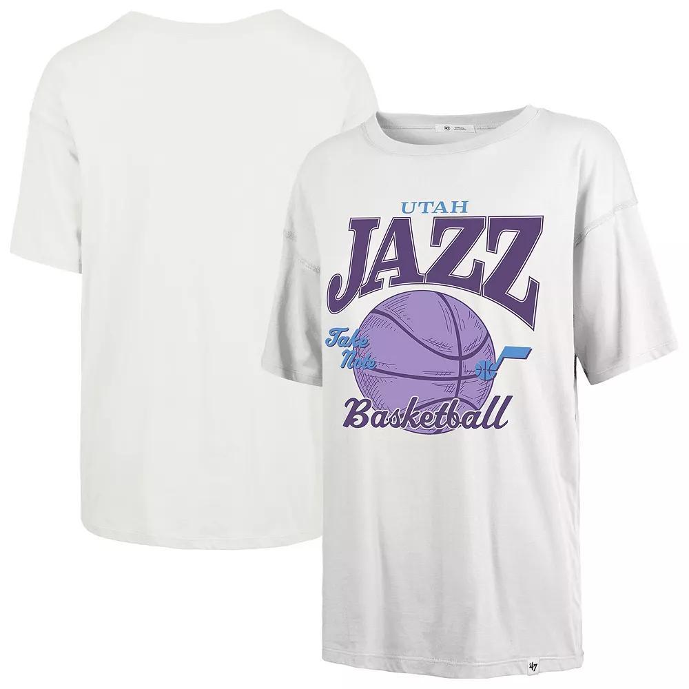 Women's '47  White Utah Jazz City Edition Down Court Sadie T-Shirt, Size: Small, Jaz White Product Image