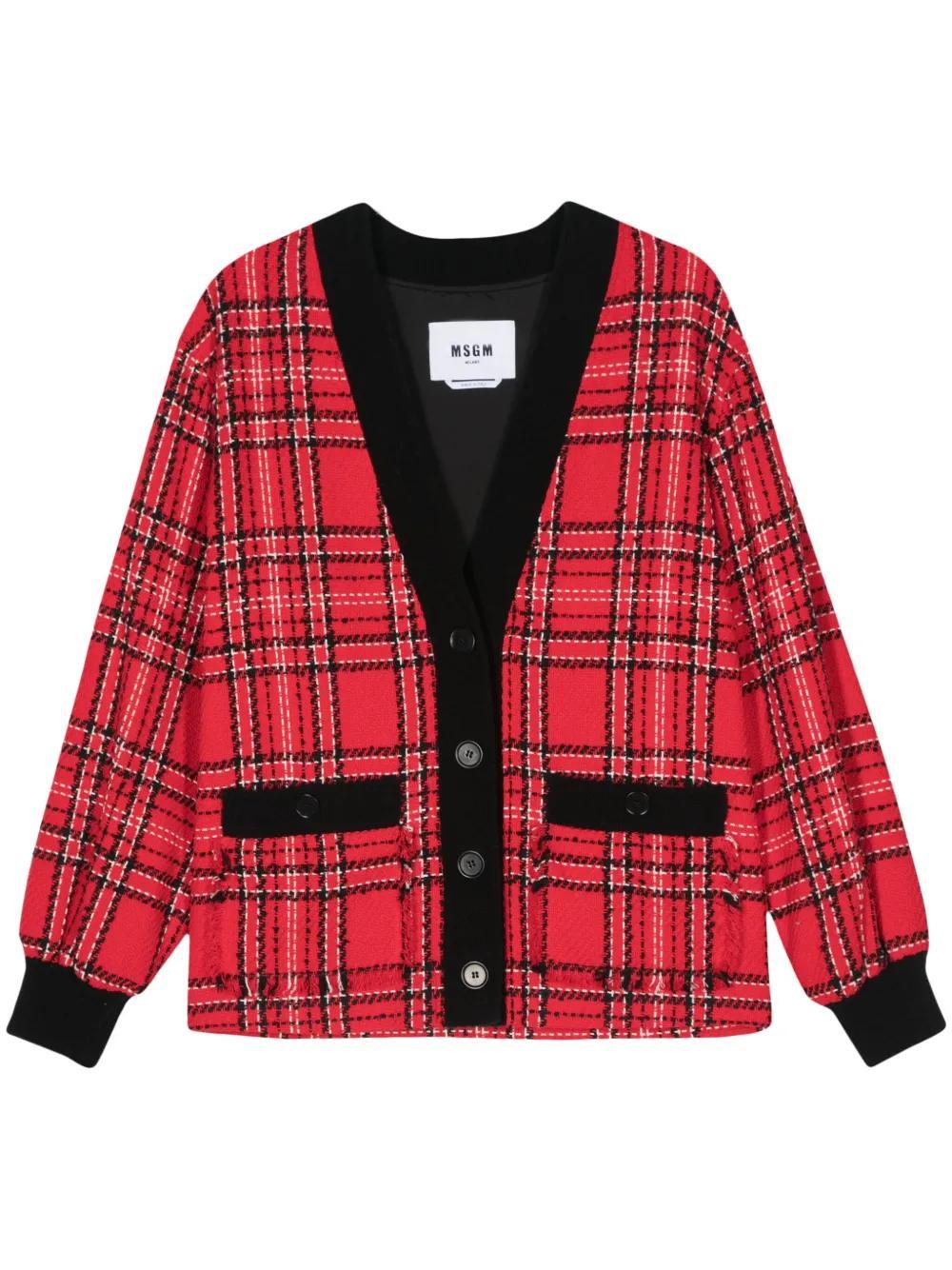 MSGM Tartan Check Pattern Jacket In Red Product Image