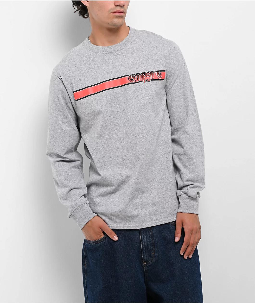 Empyre Ripped Grey Long Sleeve T-Shirt Product Image