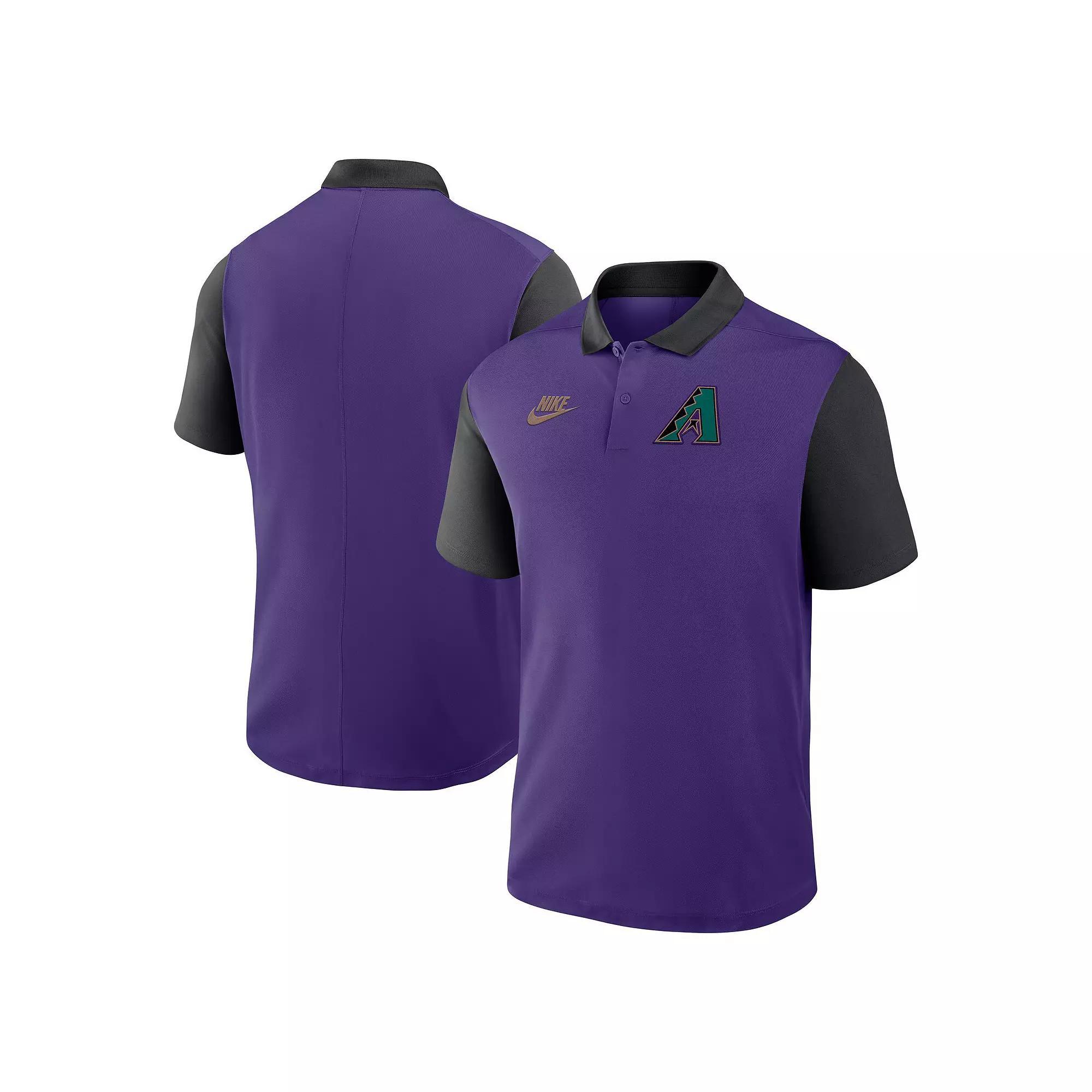 Men's Nike Purple/Black Arizona Diamondbacks Cooperstown Collection Color-Block Victory Performance Polo, Size: Medium Product Image