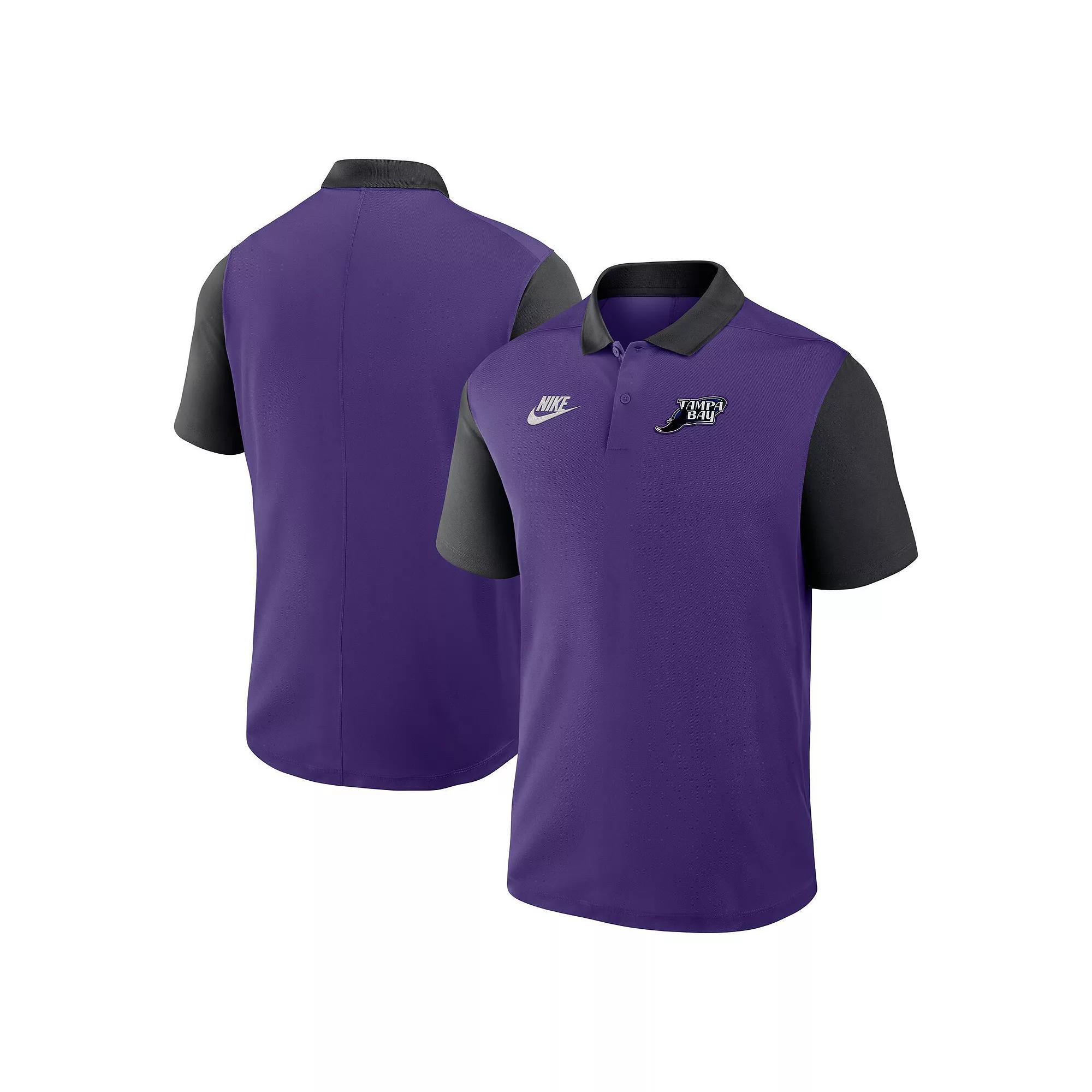 Men's Nike Purple/Black Arizona Diamondbacks Cooperstown Collection Color-Block Victory Performance Polo, Size: Medium Product Image