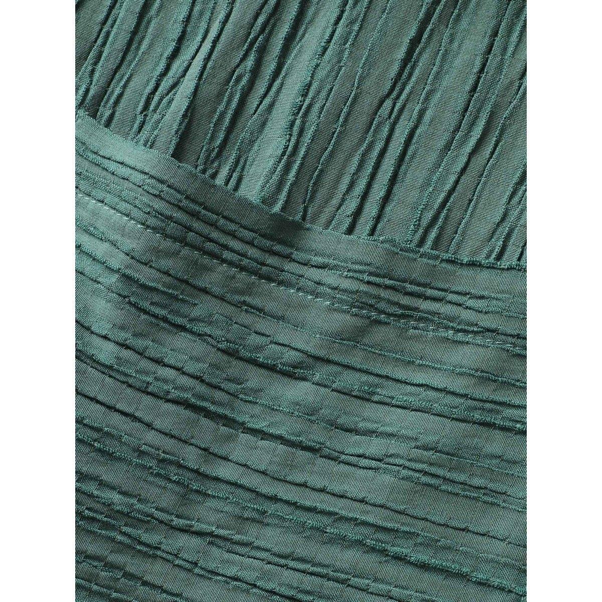 Plus Size Plain Textured Button Detail Cami Dress Emerald Women Casual Texture Non Sleeveless Curvy Midi Dress BloomChic 14-16/1X Product Image