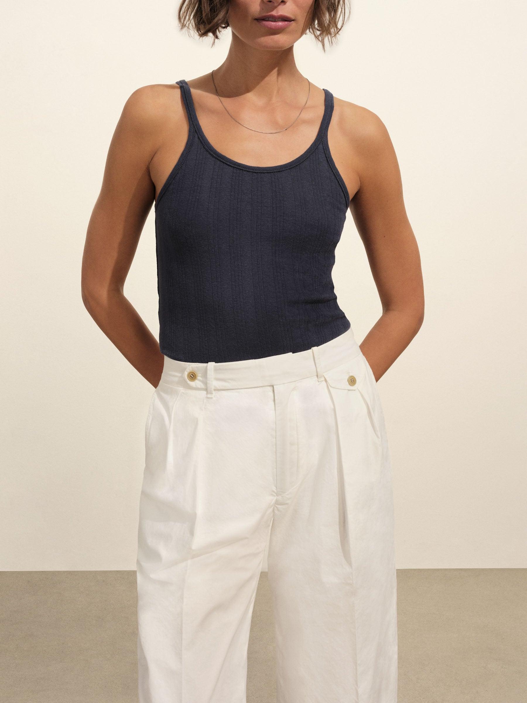 Washed Navy Heirloom Rib Base Tank Product Image