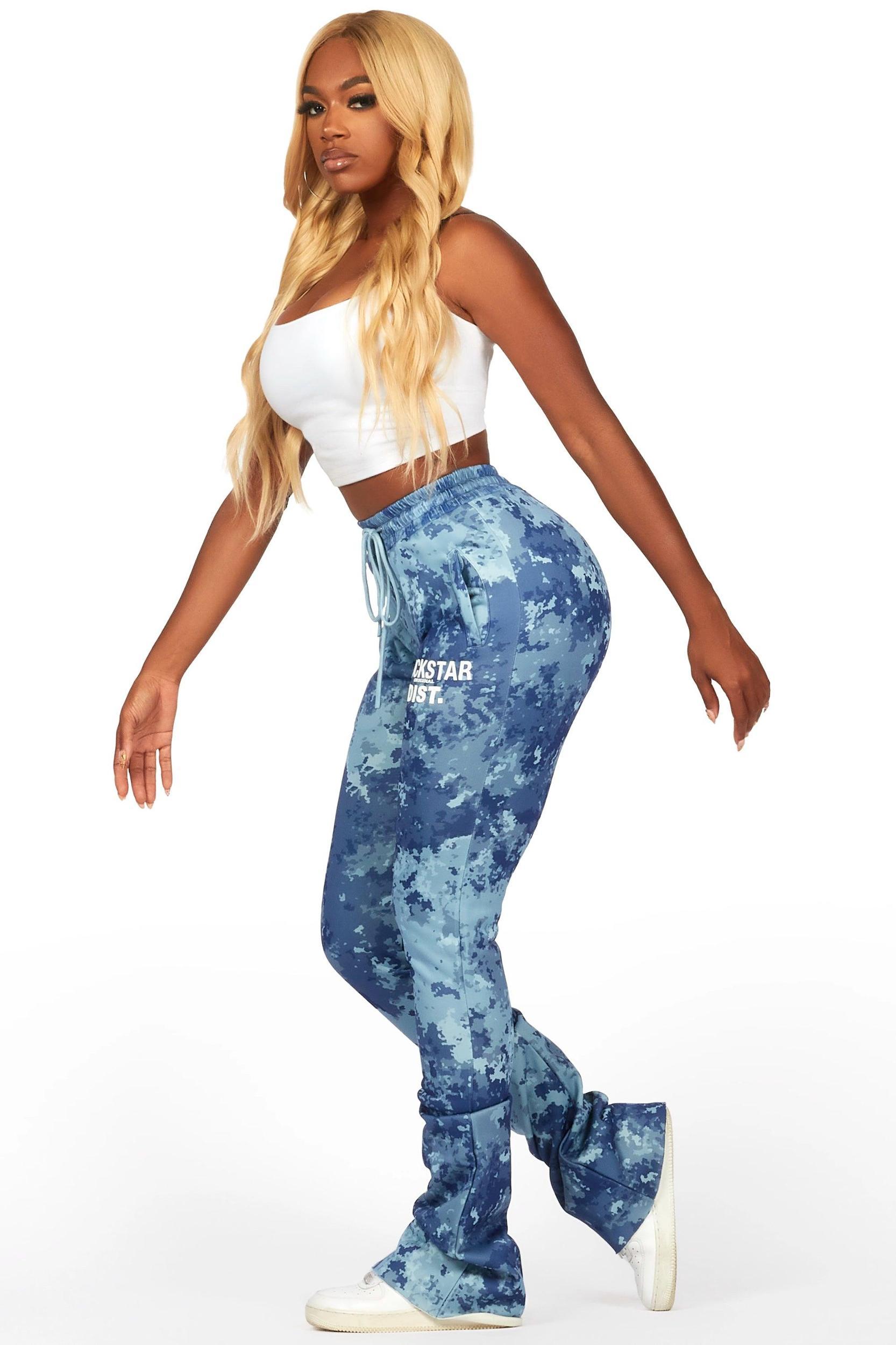 Juliana Blue Digital Camo Super Stacked Track Pant Female Product Image
