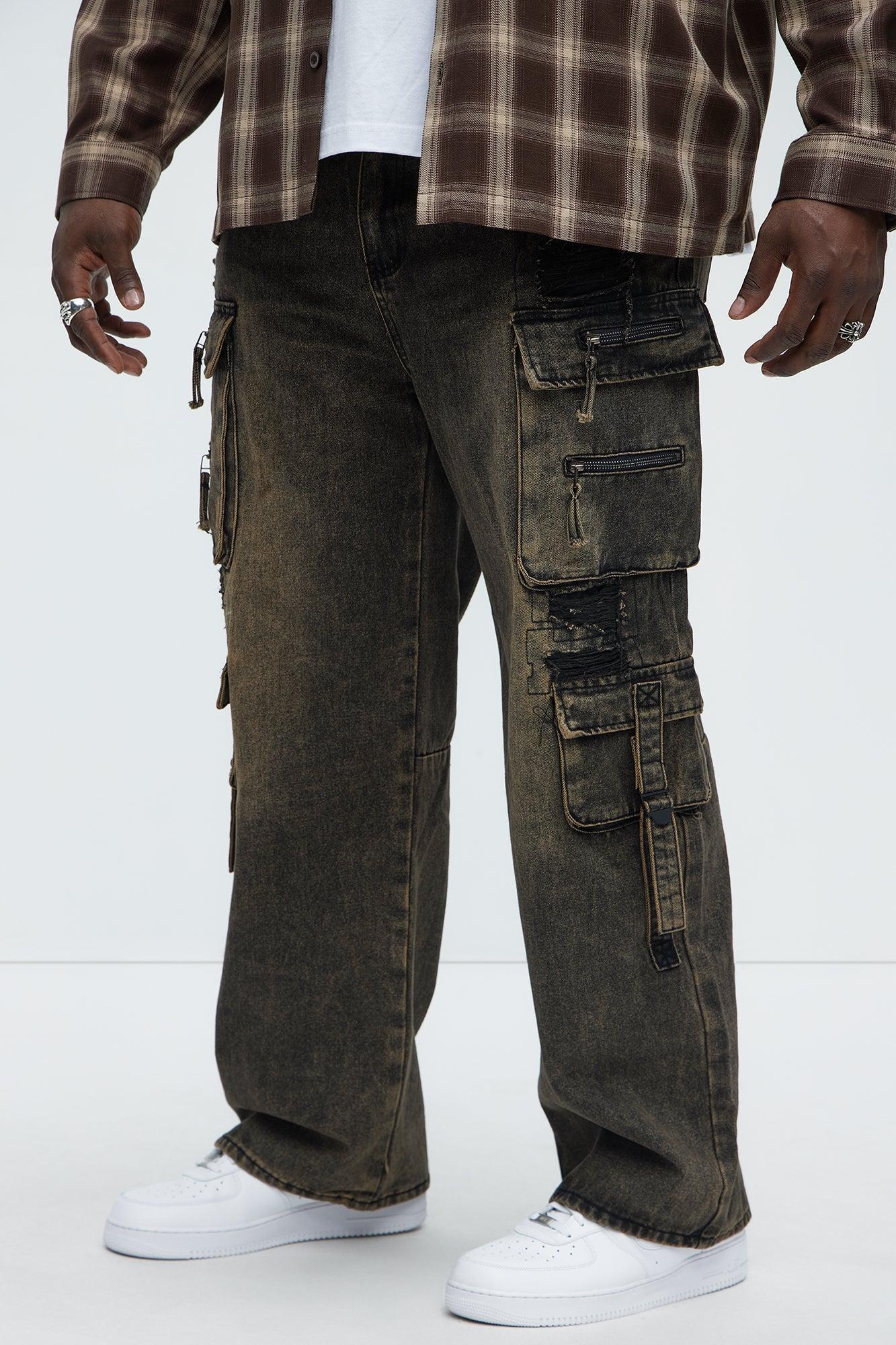 Baggy Mission Ready Cargo Jeans - Black Wash Product Image