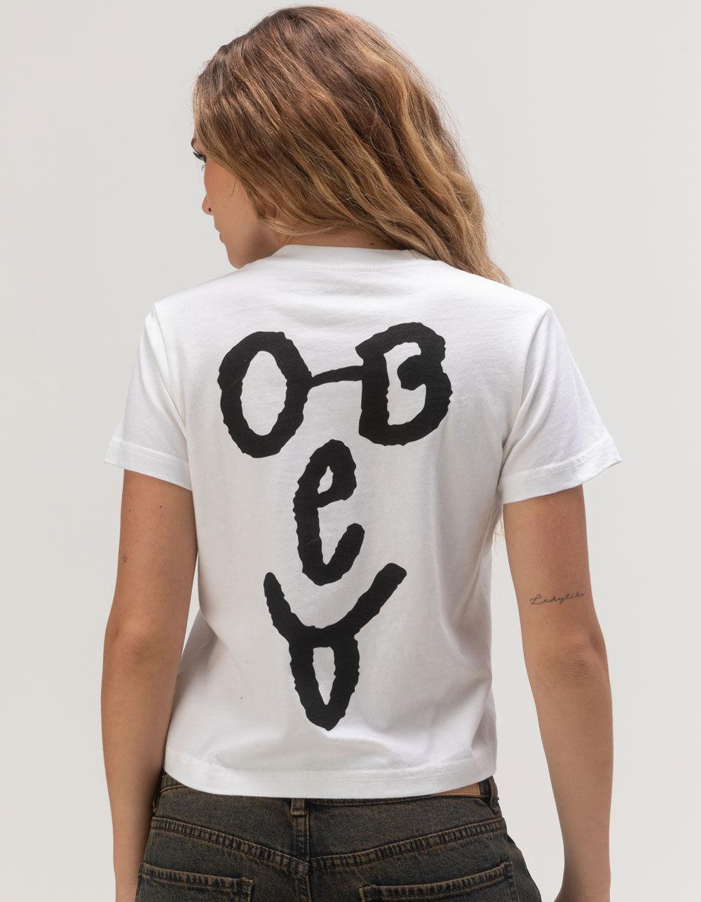 OBEY Type Face Womens Relaxed Fit Tee - WHITE Product Image