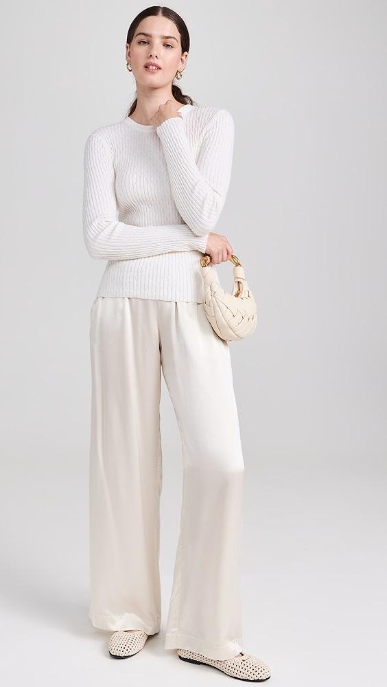 Enza Costa Pointelle Long Sleeve Crew Pullover | Shopbop Product Image