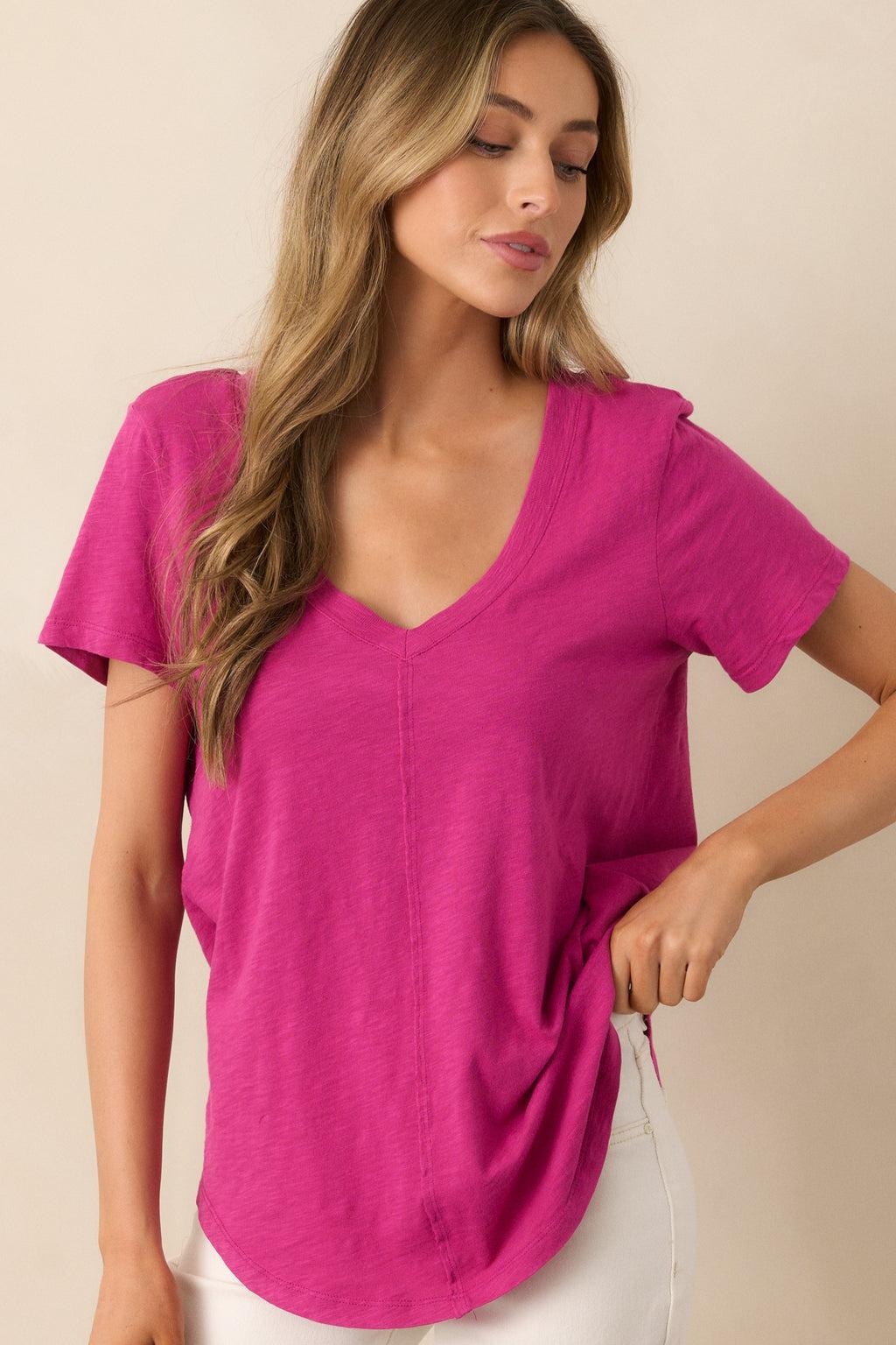Z Supply Magenta Asher V-Neck Tee Product Image
