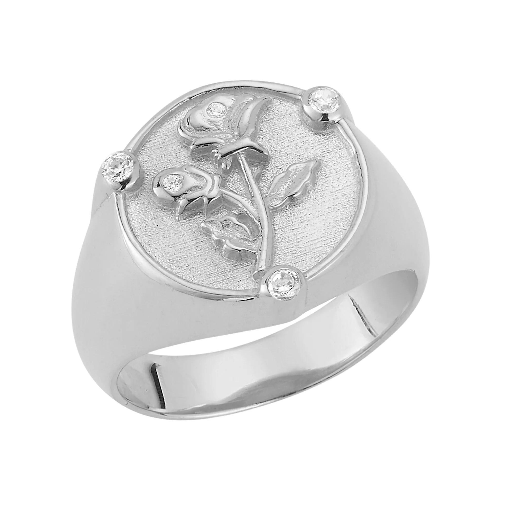 Sunkissed Sterling Cubic Zirconia Flower Ring, Women's, Size: 7, Silver Tone Product Image