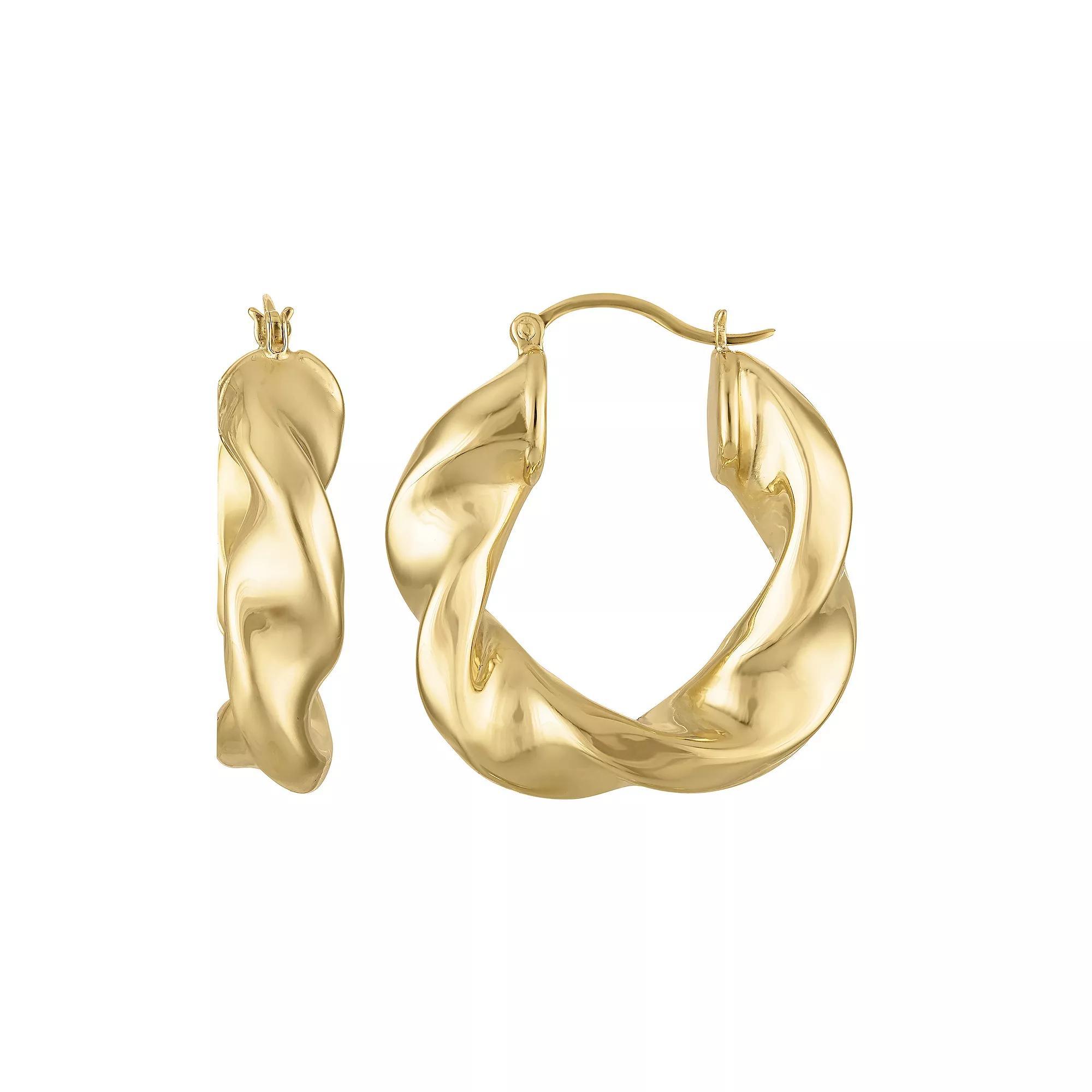 Jordan Blue 14k Gold over Sterling Silver Twist Hoop Earrings, Women's, Gold Tone Product Image