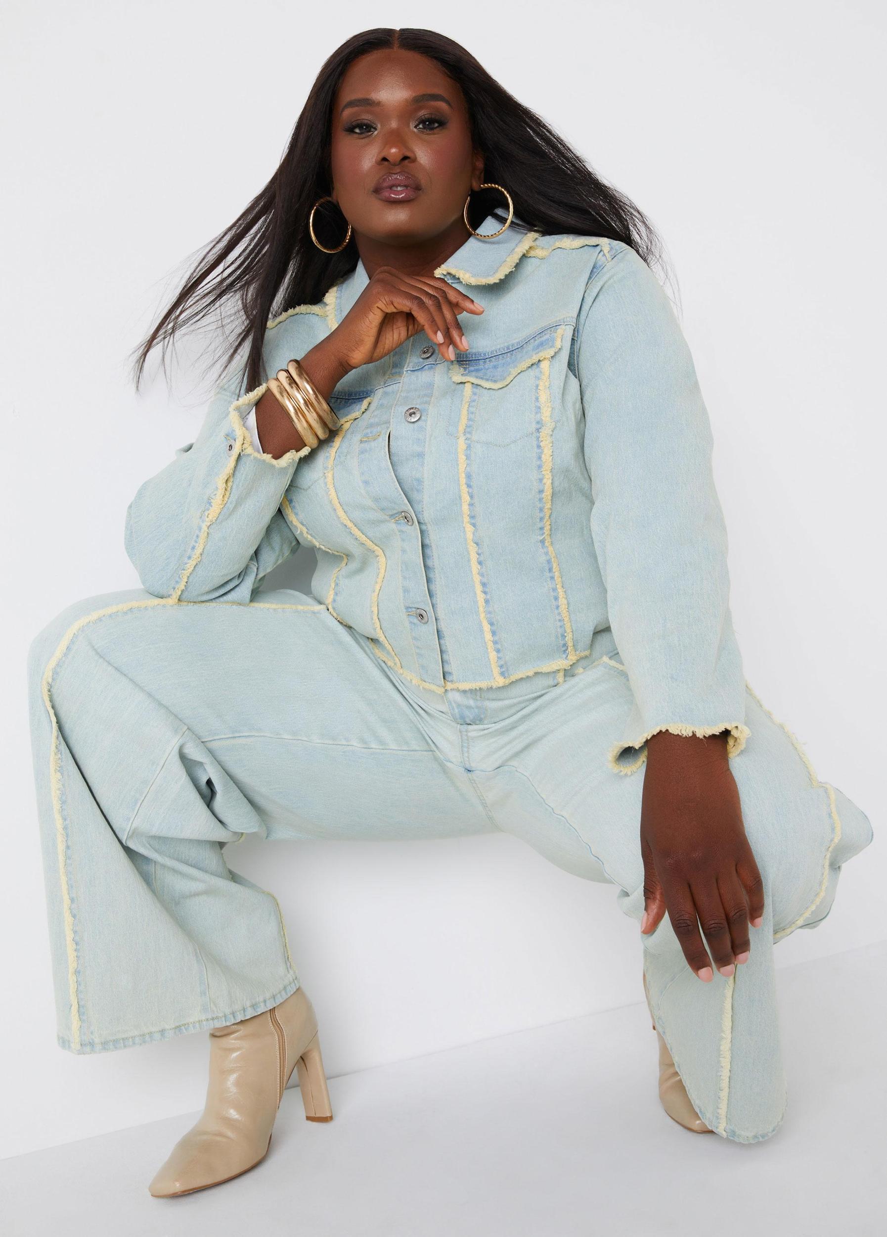 Frayed Wide Leg Jeans Product Image