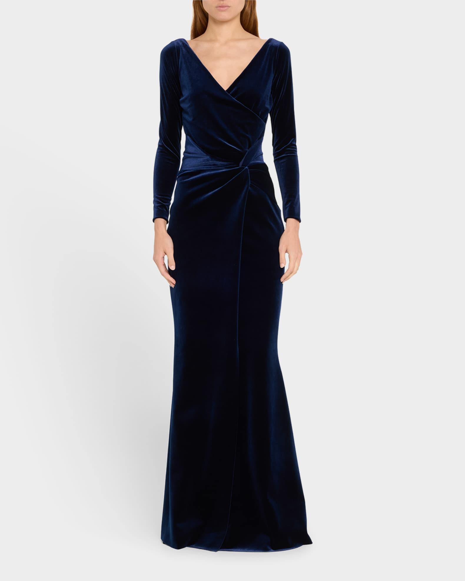 Axas Side-Twist Velvet Trumpet Gown Product Image