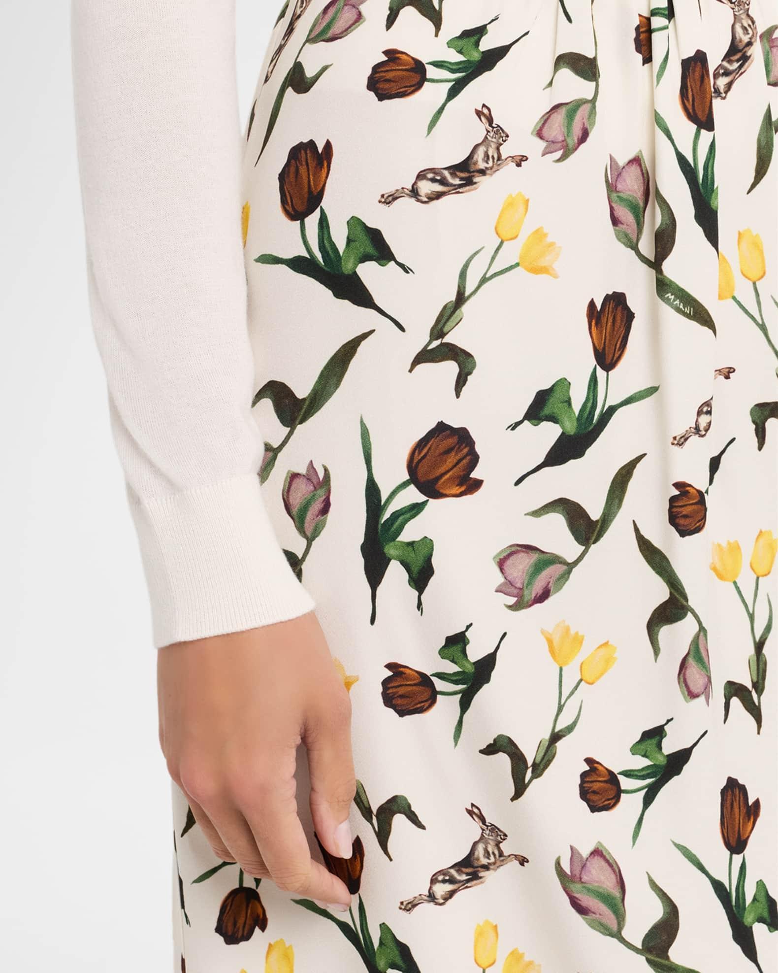 Floral Ruffle Midi Skirt Product Image