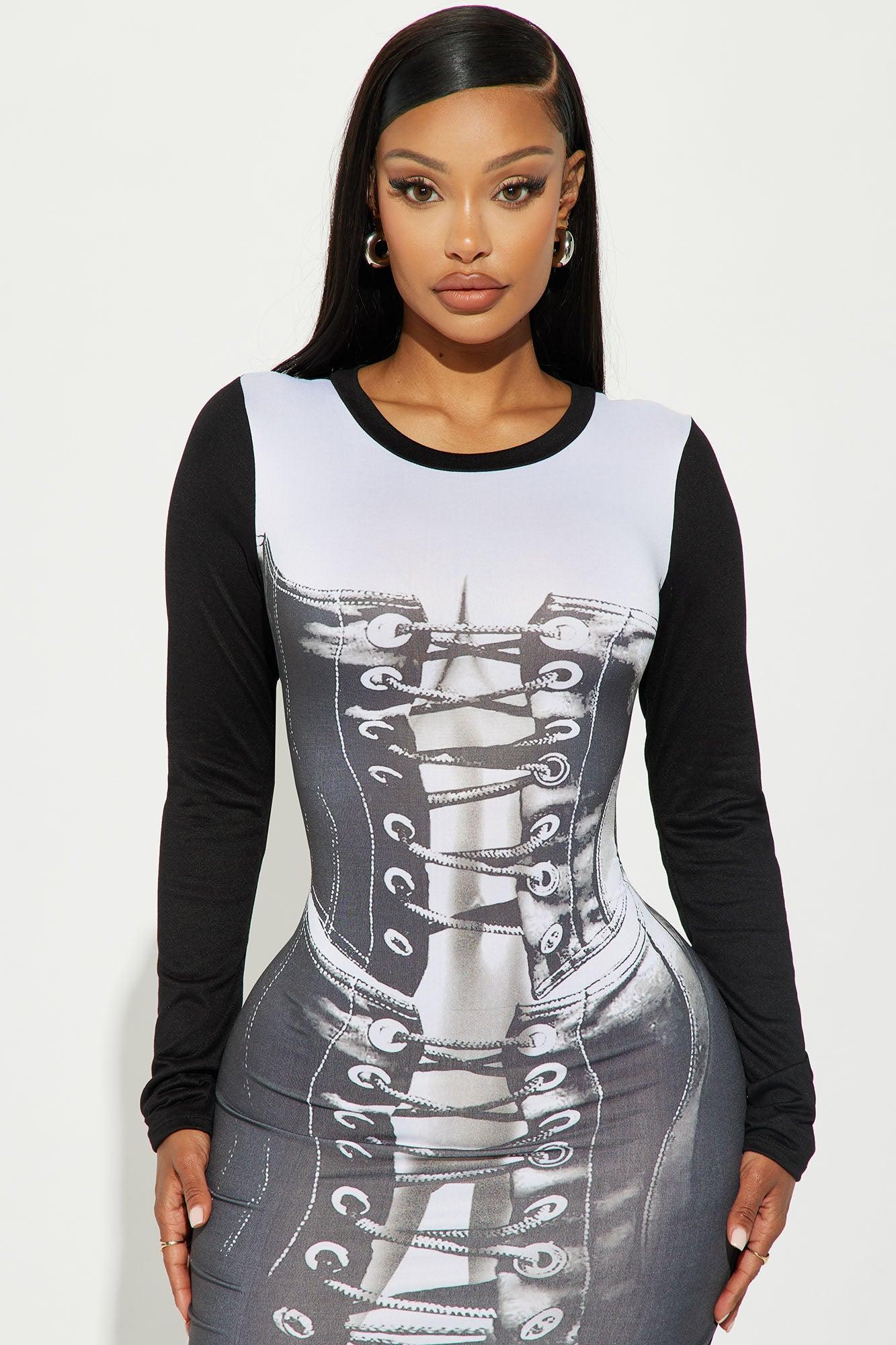 Kiana Maxi Dress - Black/White Product Image