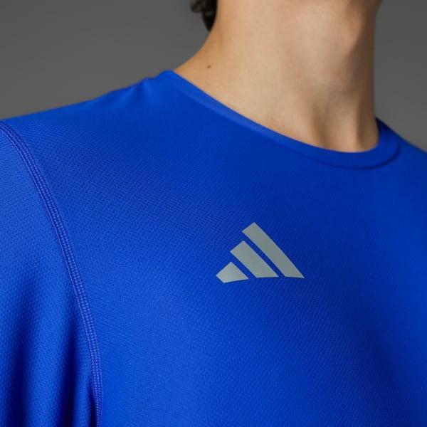 adidas Boston Marathon 20225 Own the Run Long Sleeve Tee Lucid Blue L Mens Product Image