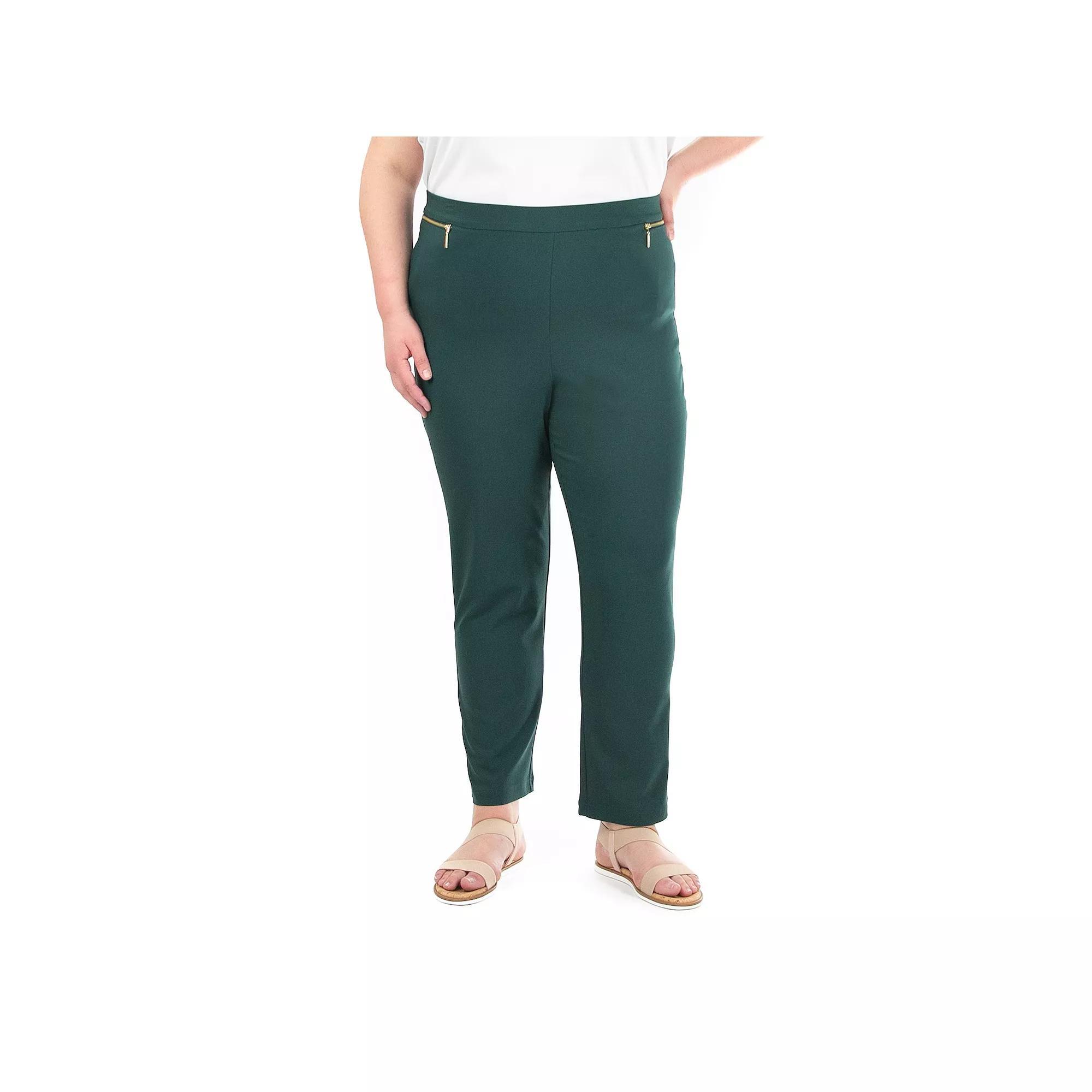 Plus Size Nina Leonard Ankle Length Millennium Pants, Women's, Size: 1XL, Red Product Image