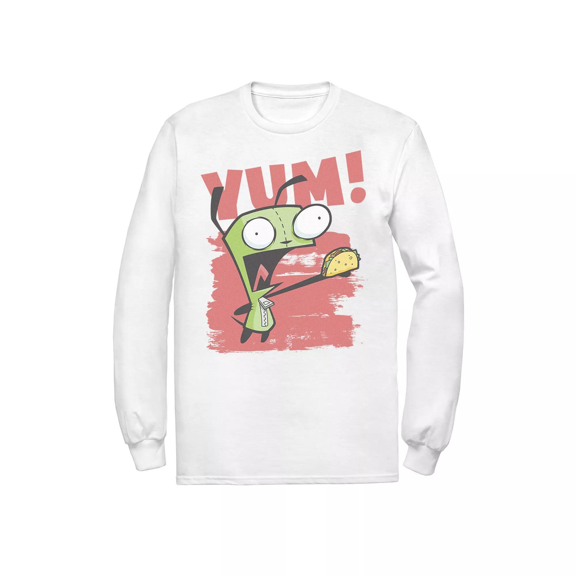 Men's Nickelodeon Invader Zim Gir Screaming Yum! Taco Portrait Long Sleeve Graphic Tee, Size: Medium, Athletic Grey Product Image