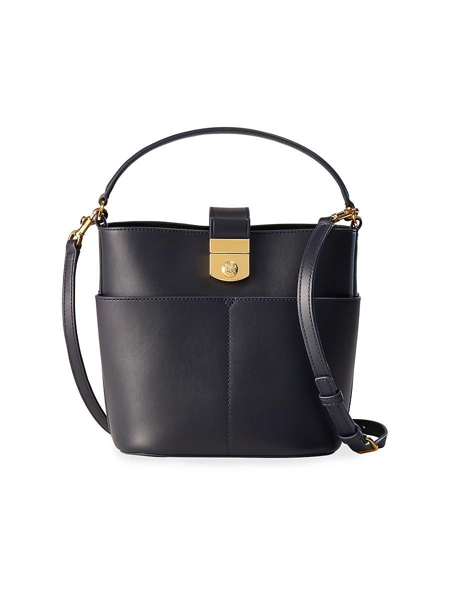 Womens Crest Lock Leather Bucket Bag Product Image