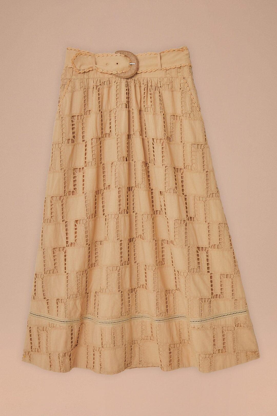 Sand Crochet Midi Skirt Product Image