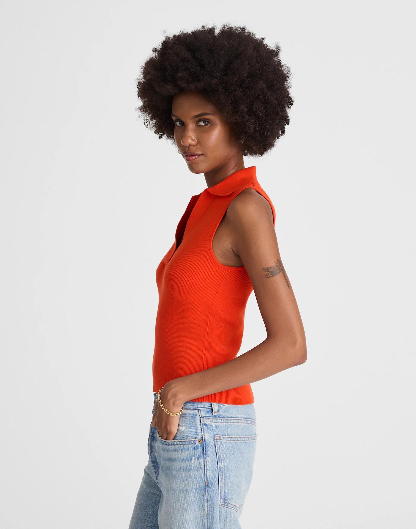 Cotton Johnny-Collar Sweater Tank Product Image
